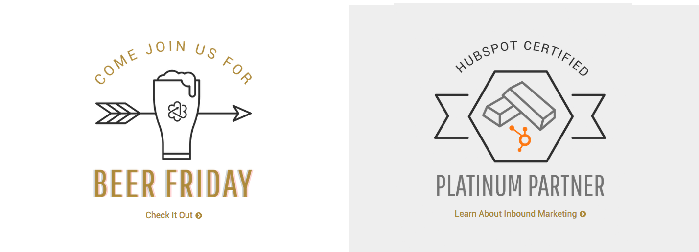 Beer Friday and HubSpot Platinum Partner badges