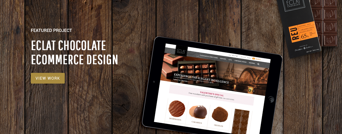 Featured project for Eclat Chocolate ecommerce design